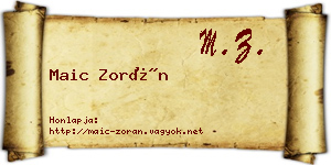 Maic Zorán névjegykártya